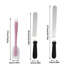 3入組蛋糕刮刀套裝，不銹鋼8/10英寸烘焙刮刀，奶油整平器工具套裝，蛋糕裝飾工具 - 多重規格 - 查看 2