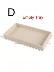 1/5pcs Beige Desktop Jewelry Display Storage Box Elegant Stackable Velvet Jewelry Tray Organizer - Portable Multi-Purpose Storage For Rings, Earrings, And Necklaces