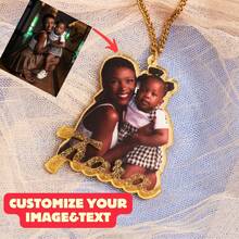 個性化時尚元素設計頸鍊，定制紀念品生日禮物驚喜禮物結婚周年紀念親子禮物 - Gold text and Gold - 查看 9