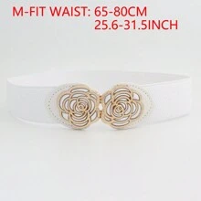 1 Peça Cinto Elástico Largo Feminino com Fivela em Formato de Rosa, Cinto Decorativo para Vestido, Cinto Elástico Ajustável para Verão, Escola, Outono, Halloween - Multicolorido - Visão 9