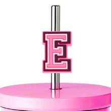 1入組字母吸管裝飾，粉色可愛吸管裝飾，適用於0.4英吋吸管，派對裝飾