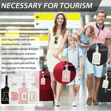 Personalized Initial Luggage Tags For Suitcases, Leather Chenille Letter Cute Luggage Tags With Privacy Cover Name Card, Embroidered Luggage Travel Bag Tags Gifts For Women Men Kids Teens Luggage Tag Travel Accessories Travel Essentials Travel Organizer For Beach Summer Vacation Back To School Bag For School School Accessories School Stuff - White - View 5