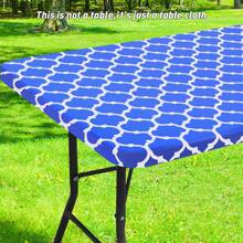 1pc Rectangular Solid Color Tablecloth With Elastic Flannel Backing And Vinyl Cover, Waterproof And Wipeable Table Cover, Suitable For Indoor, Outdoor, Picnic And Camping - Multicolor - View 19