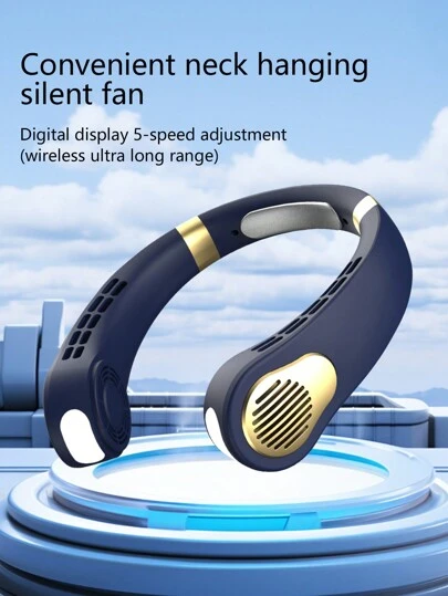 Ultra-Quiet Neck Fan, 5-Speed Adjustable - USB Rechargeable Personal Cooling Instrument, Suitable For Travel, Outdoor Activities And Camping