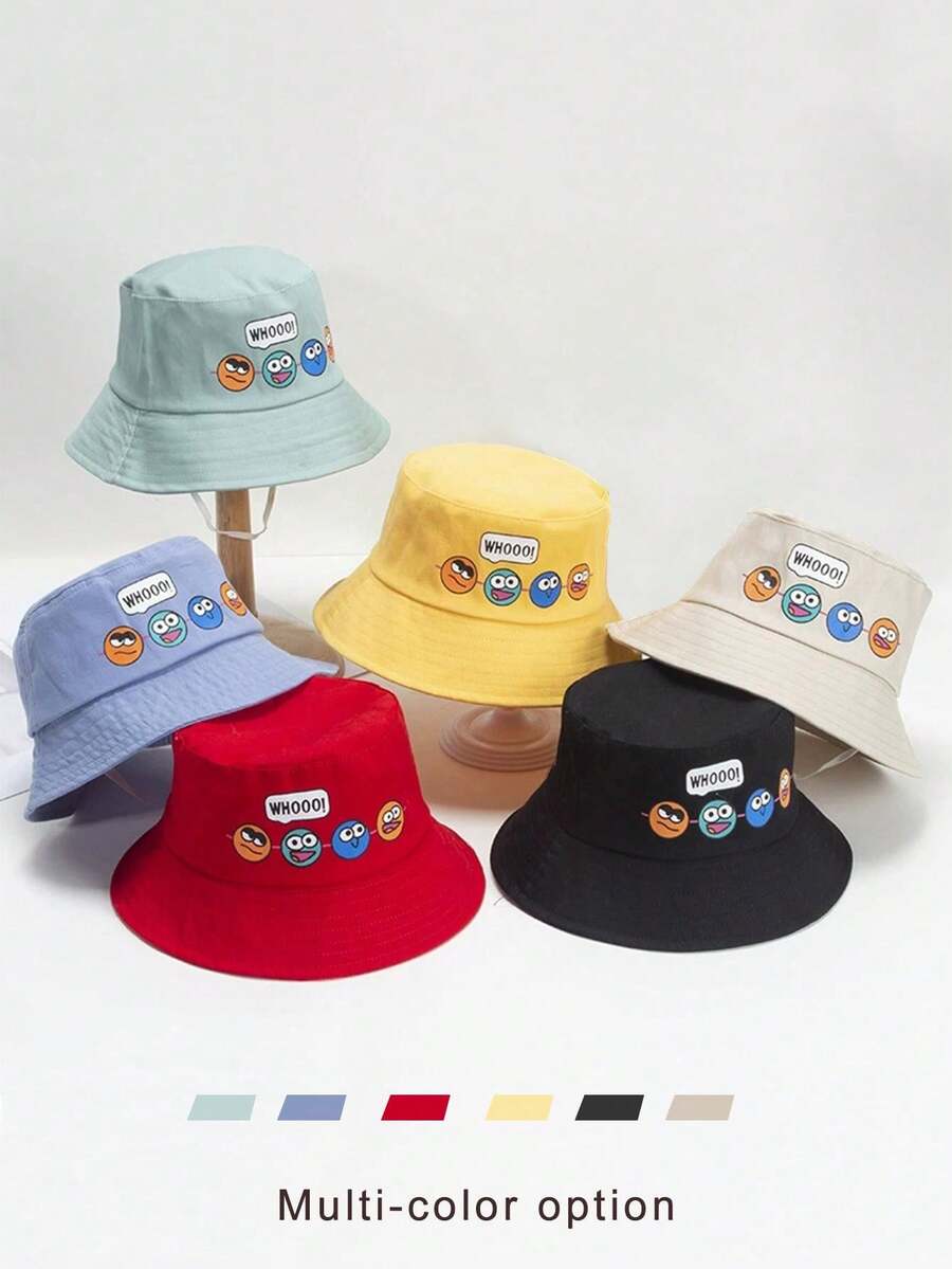 1pc Children's Cute Cartoon Printed Bucket Hat, Suitable For Daily Wear