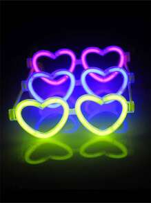 1pc Heart-Shaped LED Glasses + 1pc Neon Glasses, Glow In The Dark Party Favor Eyeglasses, Ideal For Adult Birthday Wedding New Year Party,Christmas