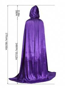 1 pezzo Mantello con cappuccio viola per adulti unisex adatto per feste, Ognissanti, costume da vampiro, realizzato in velluto, lunghezza totale 1,7m