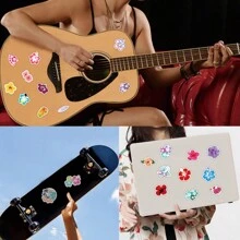 100 piezas de pegatinas de flores de hibisco de vinilo de estética de graffiti para scrapbooking, diario, portátil, parachoques, patineta, botella de agua, computadora, teléfono, dibujos animados, casco, pegatinas y calcomanías de automóviles