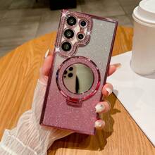 Compatible With Samsung Galaxy S23 S23 Plus S23 Ultra / S24 S24 Plus S24 Ultra Cell Phone Case With Cosmetic Mirror Holder,Elegant Luxury Glitter Drop-Proof Phone Cover - Gold - View 8