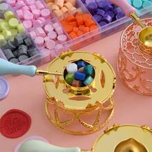 1個爐子+1個封蠟匙，歐式洛麗塔空心爐子，金屬燭台，復古爐架，適用於聖誕節/信封封蠟/藝術DIY熔化封蠟工具 - 混合色 - 查看 6