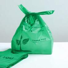 100 piezas de Bolsa de camiseta verde 11" x 21" Bolsa de plástico de supermercado, foto-oxidativa, degradables, bolsa de agradecimiento, bolsa de compras degradable, bolsas de compras reutilizables, aptas para su uso en diversos escenarios, como bolsas de basura en la cocina del restaurante. - Verde Oliva - Ver 4