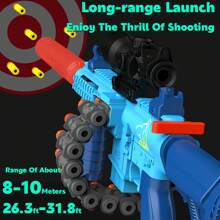 逼真的玩具泡沫槍，狙擊步槍帶瞄準鏡，附40發尼爾夫子彈和18個彈帶殼，適合8-12歲男孩，室內外成人兒童聖誕生日禮物 - 彩色 - 查看 3