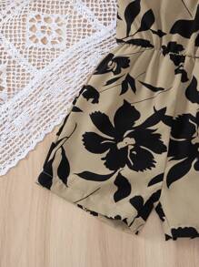 Young Girl Summer Holiday Floral Printed Strap Romper