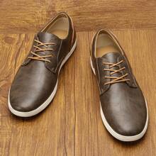 Pantofi de skateboard casual pentru bărbați, partea superioară din PU, design cu toc frecat, talpă din cauciuc, pantofi comozi pentru mers pe jos - cafea maro - Vizualizare 2