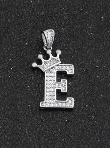 1pc Sparkling Initial Lettet & Crown Pendant  Chain Necklace A-Z Customized Name Alphabet Necklace For Women For Party - Silver - View 36