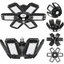 Luces LED para garaje, paquete de 2 unidades/1 pieza, luz de tienda LED de 180W, luces de techo de garaje LED de 18000LM con 6+1 paneles deformables, base E26/E27 para almacén, garaje o taller - tamaño - Ver 9