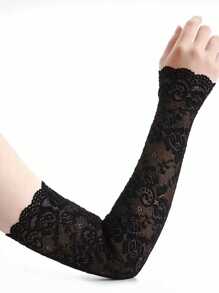 زوج من أكمام الحماية من الشمس الأنيقة للنساء، أكمام ذراع من الدانتيل والحرير المثلج للقيادة والحماية من الأشعة فوق البنفسجية، عرس