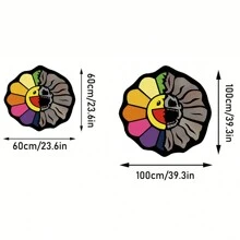 1pc Abstract Sunflower Pattern Carpet, Cartoon Quirky Design Thick Brushed Flocked Contoured Rug, Durable Fluffy Decorative Mat, Suitable For Living Room, Bedroom, Kitchen, Bathroom, Laundry Room, Hallway, Entryway, Game Room, Boy's Leisure Decor, Home Decor