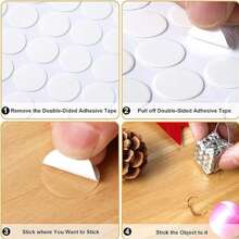 600pcs Double-Sided Adhesive Tape, Transparent Odorless Double-Sided Tape For Couplets, Balloons, Car Decor, Suitable For Wedding Supplies, Home Goods, Multi-Purpose Strong Adhesive - White - View 3