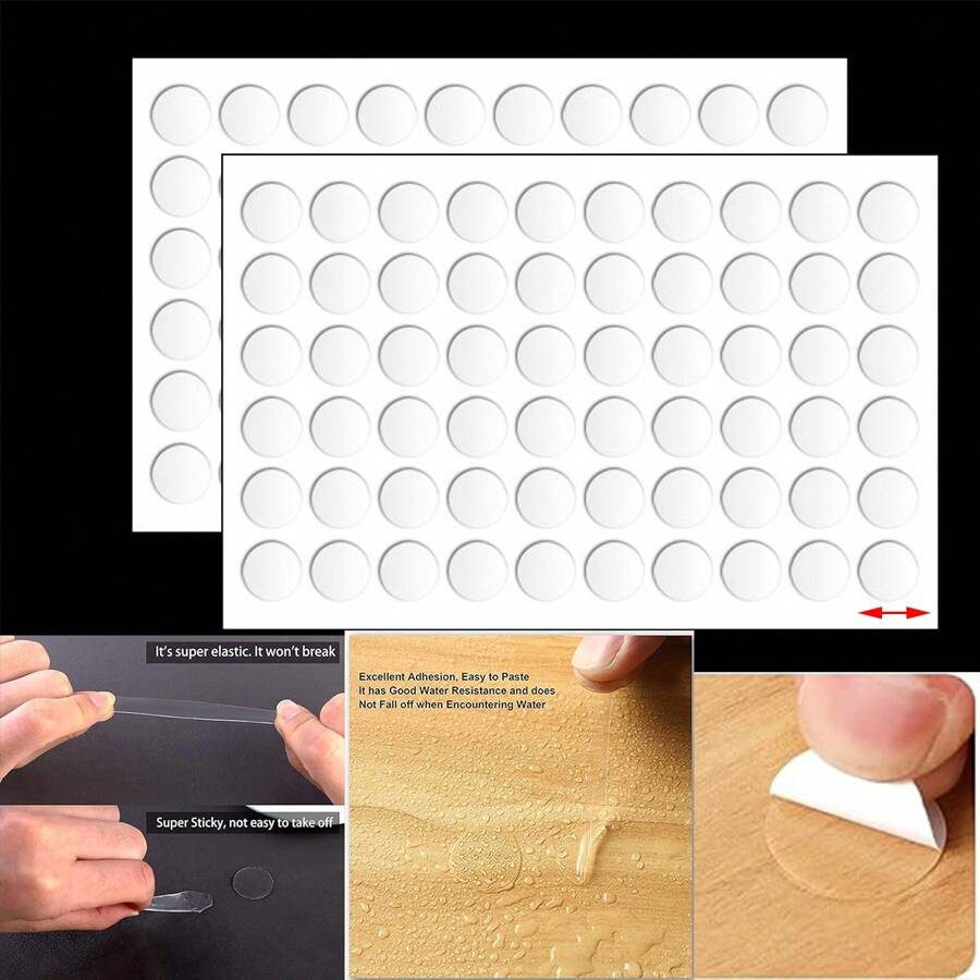 600pcs Double-Sided Adhesive Tape, Transparent Odorless Double-Sided Tape For Couplets, Balloons, Car Decor, Suitable For Wedding Supplies, Home Goods, Multi-Purpose Strong Adhesive - White - View 1