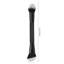 Brocha para rubor, 1 pieza Brochas de maquillaje de doble extremo para mezclar base y rubor, mango de madera y cerdas sintéticas suaves - Negro - Ver 3