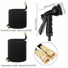 Flexible Garden Hose Expandable Water Hose Flexible Hose Flexible 7.5-30m /(25ft/50ft/75ft/100) Black European Standard Garden Latex High Pressure Car Wash Water Gun Garden Telescopic Water Pipe - Black - View 8