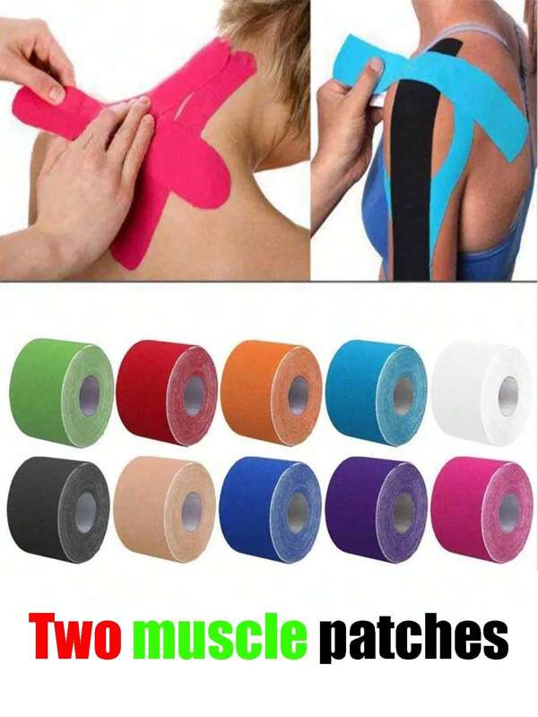 2 Stücke Sport Muskel Tape Kinesiologie Tape, wasserdichtes Muskel Tape für Sport, Fitness, Laufen, Fußball, Klettern, Boxen Fitnessstudio Zubehör Bandagen Sport Tape