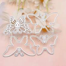 1pc Heart Shaped Butterfly & Flower Decorated Card Decoration With Leaf, Butterfly & Flower Cut Steel Stamp For DIY Scrapbooking Crafts