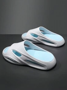 LEYFU 2024 New Men's Fashionable Slip-On Sports Slippers, Anti-Slip, Versatile, Lightweight, Easy-Wearing, Suitable For Beach And Daily Outings, Popular Online Celebrity Style