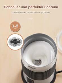 HOUSNAT Milchaufschäumer Elektrisch, 4-in-1 Milchschäumer für Heißen und Kalten Milchschaum, für Latte Macchiato und Cappuccino , 400W, 200ML, Strix-Steuerung, Edelstahl, Antihaftbeschichtung - Schwarz - Übersicht 2