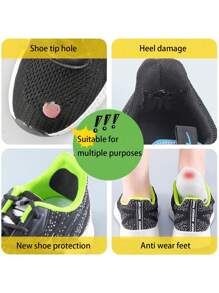 6pcs Self-Adhesive Shoe Heel Repair Patches Set, Prevents Rubbing & Covers Holes In Heels - Black - View 6
