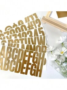 12/6张，6.35厘米防水大号金色自粘字母装饰贴纸DIY邮箱贴纸烫金字母贴纸大号字母数字符号贴纸装饰自粘