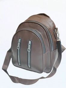 Women Fashion Backpacks - Cà phê nâu - Xem 4