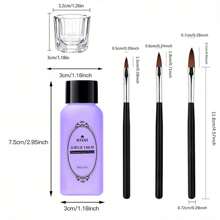 40ml Monomer Acrylic Nail Liquid With 3PCS Nail Brush Acrylic Liquid Monomer For Acrylic Powder Nails Extension DIY Nail Brush& Acrylic Nail Cup&Nail Form Paper Tray Acrylic Press On Nails