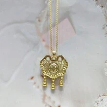 A Natural Chalcedony, Gold-Plated Craft Gem Inlaid Necklace Pendant, Fashion Jewelry, Women's Necklace Jewelry, Gem Necklace, Holiday Gift, Gift For Her. - Ruyi A4 - View 4