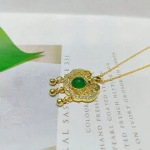 A Natural Chalcedony, Gold-Plated Craft Gem Inlaid Necklace Pendant, Fashion Jewelry, Women's Necklace Jewelry, Gem Necklace, Holiday Gift, Gift For Her. - Ruyi A4 - View 2
