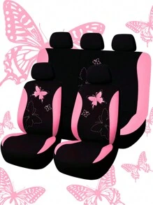 Bộ hoàn chỉnh Vỏ bọc ghế ô tô hình biểu ngữ con bướm, Tấm bảo vệ ghế trước và sau đa năng thời trang, Bộ sản phẩm bao gồm 5 Vỏ bọc tựa đầu, 2 Vỏ bọc ghế trước, 1 Vỏ bọc ghế sau có xẻ và 1 Vỏ bọc ghế sau có đáy chắc chắn - Nhiều màu - Xem 10