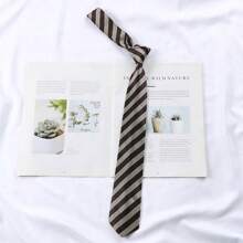 1 件格子条纹手工领带，日式风格，适合日常佩戴，校园风，毕业照拍摄男士领带