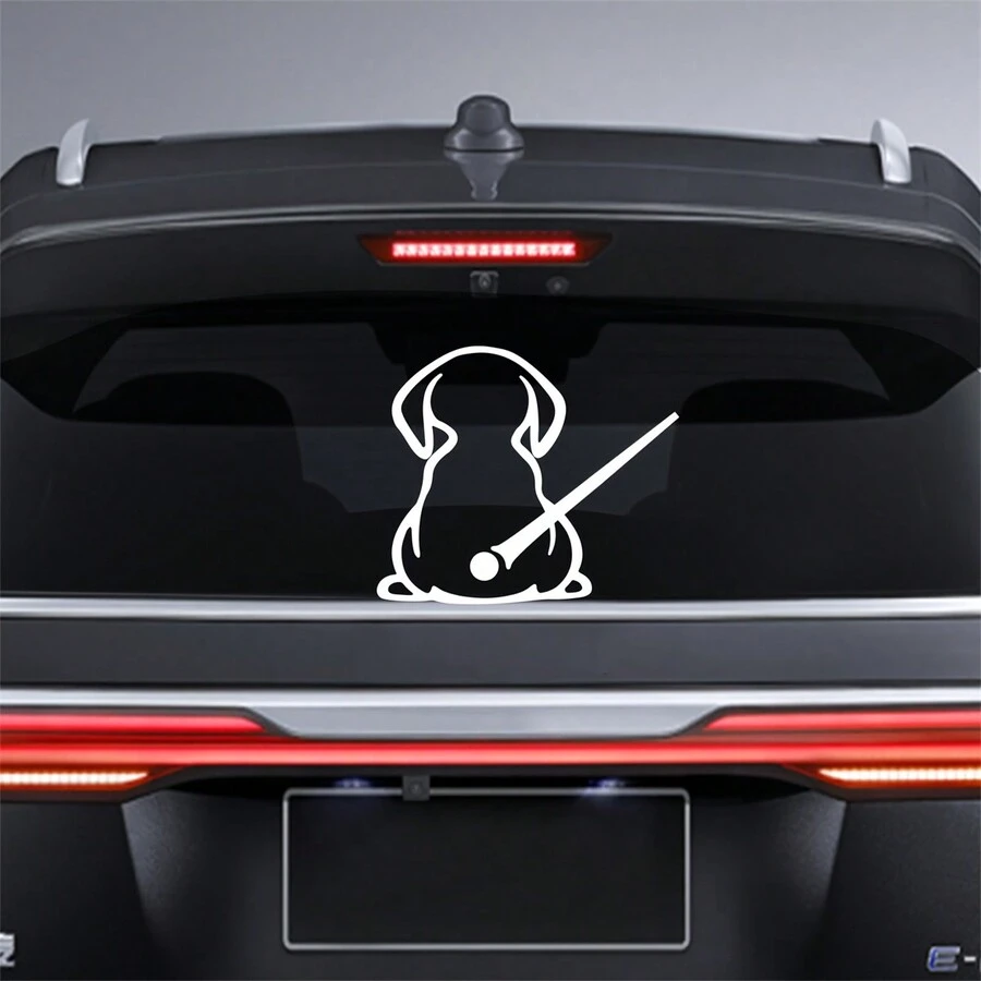 Adorable Dog Back Car Vinyl Wiper Sticker For Car Truck Rear Window Windshield Funny Wagging Animal Tail Decal Universal Motorcycle Laptop Decoration - Laser - View 1