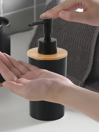 1/2/4 peças Minimalista Tampa de Madeira Garrafas Recarregáveis para Sabonete Líquido, Sabonete Líquido para as Mãos, Loção - Frascos Dispensadores Multifuncionais para Cozinha, Banheiro, Quarto, Sala de Estar Decoração de Banheiro Decoração de Outono Volta às Aulas