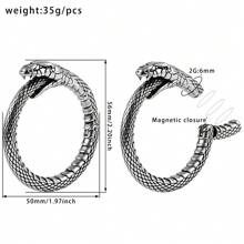 1pc 6mm Stainless Steel Snake Shaped Earring, Suitable For Stretched Ear Piercings, Ear Gauges, Earrings, Body Jewelry, Women's Accessories - Sanke - View 10