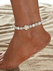 1 cái Nhiều Màu Sắc Xanh Ngọc Sao Biển Hàn Quốc Sáp Sợi Dệt Phụ Nữ Vòng Chân - Nhiều màu - Xem 9