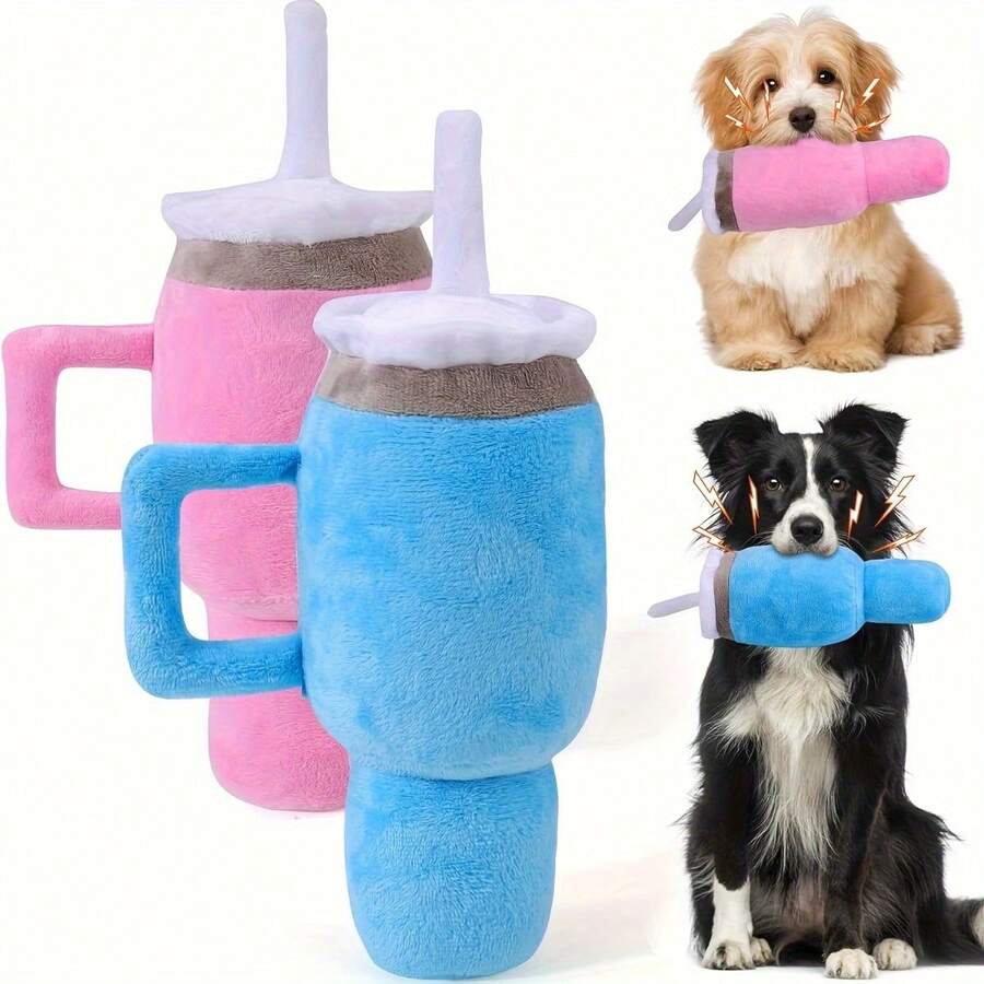1 Đồ Chơi Nhồi Bông Cho Chó Với Hình Cốc Nước Siêu Mềm, Đồ Chơi Nhai Răng Bền Cho Thú Cưng, Đồ Chơi Nhai Có Tiếng Rít, Tương Tác Vui Nhộn Thời Gian Chơi Lâu Dài Cho Chó & Mèo - Nhiều màu - Xem 1