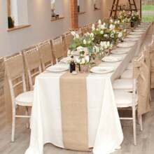 10Mx30CM Hessian Table Runners Hessian Roll Fabric Burlap Jute Rustic Wedding,Burlap Ribbon Versatile,Ideal For Decorating Chair,Table And Some Craft Choices,Add Pretty Scenery In Your Wedding,Home,Party Or Any Occasions.