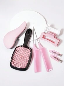 7入組梳子髮夾套裝解約按摩梳鋼針插髮尾梳女孩防滑化妝用夾子美髮沙龍家庭用 - 彩色 - 查看 4