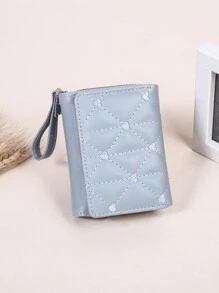 Monedero pequeño con bordado de corazón PU - Azul - Ver 9