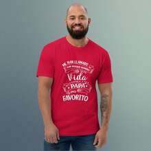 Playera Día Del Padre "Papá es mi Favorito" Regalo Día Del Padre, Celebración Papá. Playera de Algodón. Camiseta para Papá. Manga Corta, Cuello Redondo. Camiseta Blanca. - Rojo - Ver 5