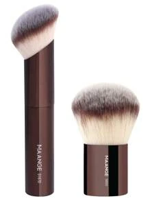 MAANGE 2pcs Professional Foundation Brush Set,Beveled Tubular Makeup Brush,Makeup Tools With Soft Fiber For Easy Carrying,Brush For Travel - Coffee Brown - View 3