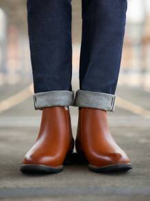 Men's Suede Leather Chelsea Boots Ankle Boots  Round Toe, Low Heel, Mid-Cut, All-Match Ankle Boots - NÂU-PU - Xem 10