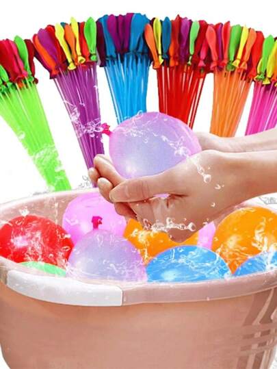 37个/111个/包 随机颜色水球，快速注水水球，适用于水仗、露营、快速注水